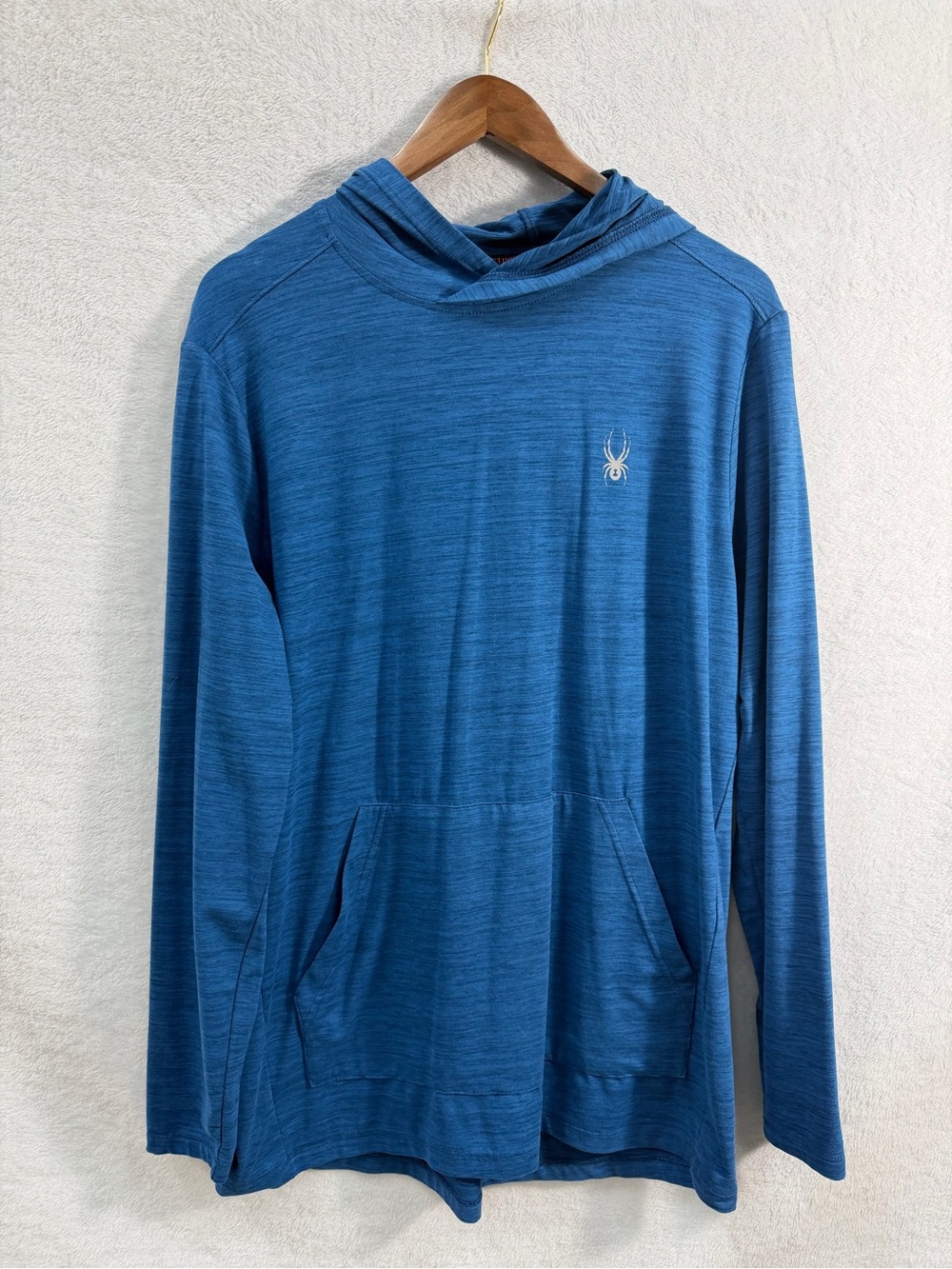 Spyder Men's Blue Pullover Hooded Long-Sleeve Shirt
